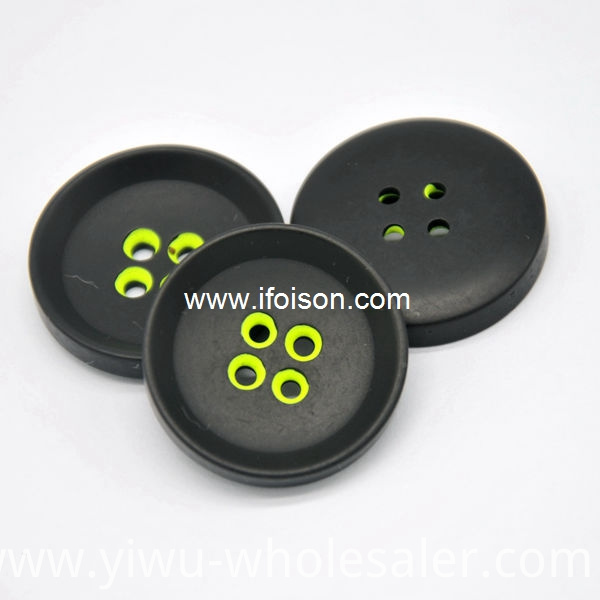 Polyester button with colorful hole